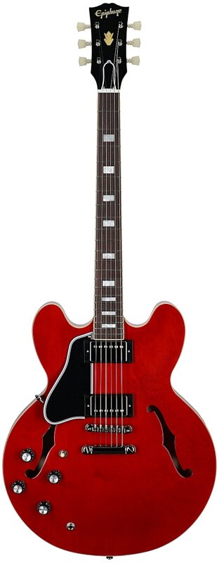 open zoom image for Epiphone Inspired by Gibson Custom Shop 1962 ES-335 Electric Guitar, Left-Handed (with Case), Sixties Cherry, Full Straight Front