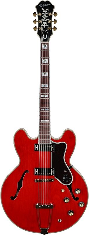 open zoom image for Epiphone Masterbilt Gem Archer Sheraton Electric Guitar (with Case), Cherry, Full Straight Front
