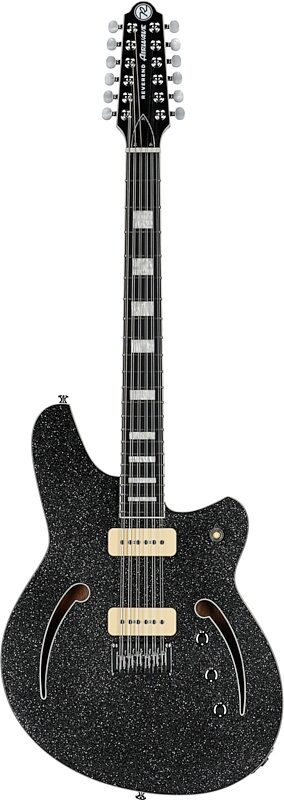 open zoom image for Reverend Airwave 12 Electric Guitar, 12-String, Black Spark, Full Straight Front