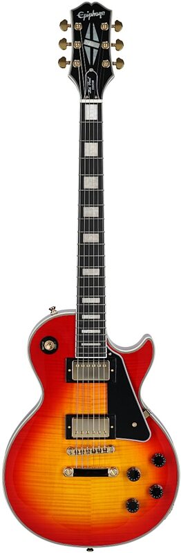 open zoom image for Epiphone Inspired by Gibson Les Paul Custom Electric Guitar, (with Gig Bag), Heritage Cherry Sunburst, Full Straight Front