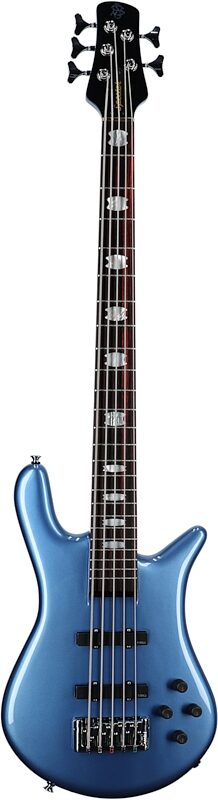 open zoom image for Spector Euro 5 Classic Electric Bass, 5-String (with Gig Bag), Metallic Blue Gloss, Full Straight Front