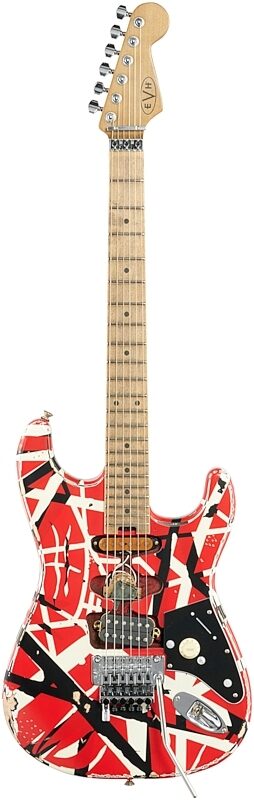 open zoom image for EVH Eddie Van Halen Striped Series Frankenstein "Frankie" Electric Guitar, Red, White, and Black, Full Straight Front