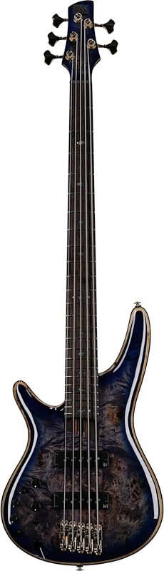 open zoom image for Ibanez SR2605L Premium Electric Bass (with Gig Bag), Cerulean Blue Burst, Full Straight Front