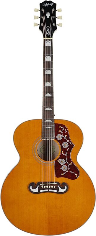 open zoom image for Epiphone J-200 Studio Jumbo Acoustic-Electric Guitar (with Gig Bag), Natural, Full Straight Front
