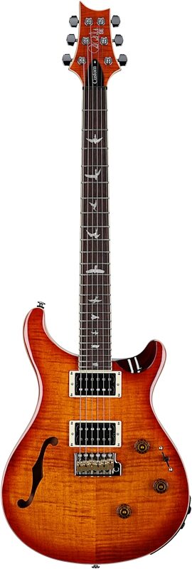 open zoom image for PRS Paul Reed Smith SE Custom 24 Semi-Hollow Piezo Electric Guitar (with Gig Bag), Vintage Sunburst, Open Box (Very Good), Full Straight Front
