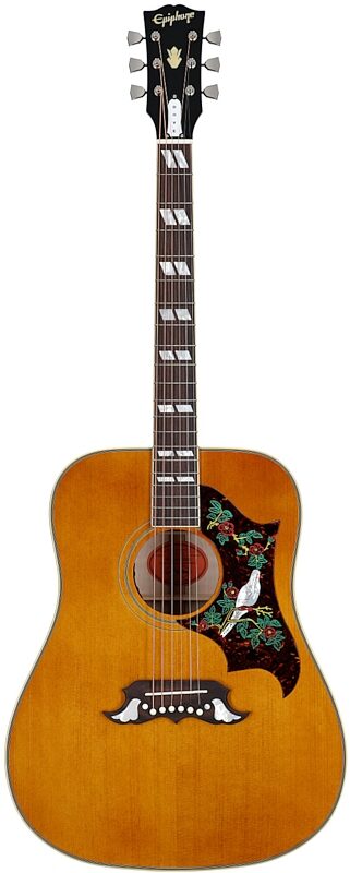 open zoom image for Epiphone Inspired by Gibson Custom 1963 Dove Reissue Acoustic-Electric Guitar (with Case), Natural, Full Straight Front