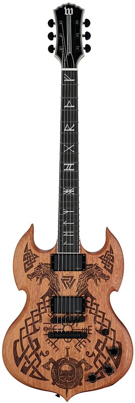 open zoom image for Wylde Audio Barbarian Carveworks Electric Guitar, Natural Satin, Full Straight Front