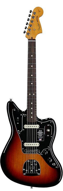 open zoom image for Fender American Professional Classic Jaguar Electric Guitar, Rosewood Fingerboard (with Gig Bag), 3-Color Sunburst, Full Straight Front