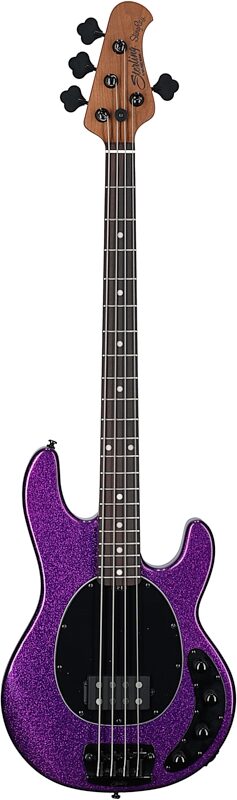 open zoom image for Sterling by Music Man StingRay RAY34 Electric Bass, Purple Sparkle, Rosewood Fretboard, Full Straight Front