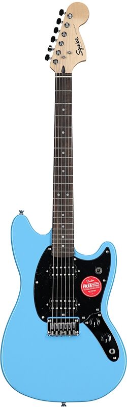 open zoom image for Squier Sonic Mustang HH Electric Guitar, Laurel Fingerboard, California Blue, Full Straight Front