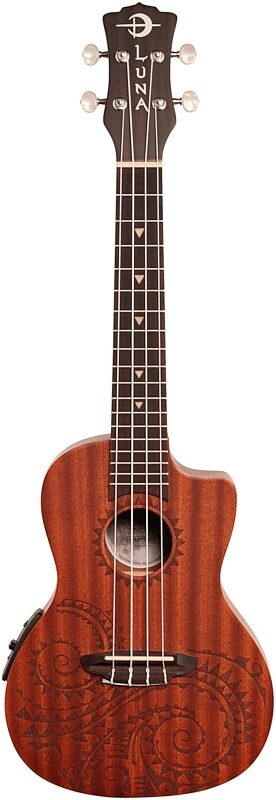 open zoom image for Luna Tattoo Acoustic-Electric Concert Ukulele (with Gig Bag), New, Full Straight Front