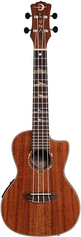 open zoom image for Luna High Tide Concert Koa Acoustic-Electric Ukulele (with Gig Bag), New, Full Straight Front