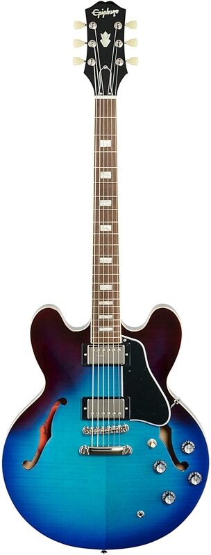 open zoom image for Epiphone ES-335 Figured Semi-Hollowbody Electric Guitar, Blueberry Burst, Full Straight Front