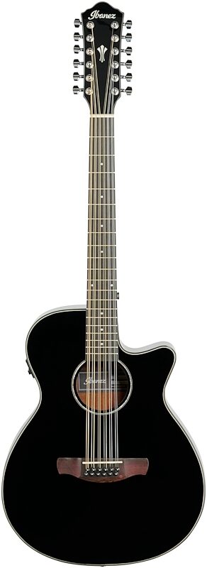 open zoom image for Ibanez AEG5012 Acoustic-Electric Guitar, 12-String, Black, Full Straight Front