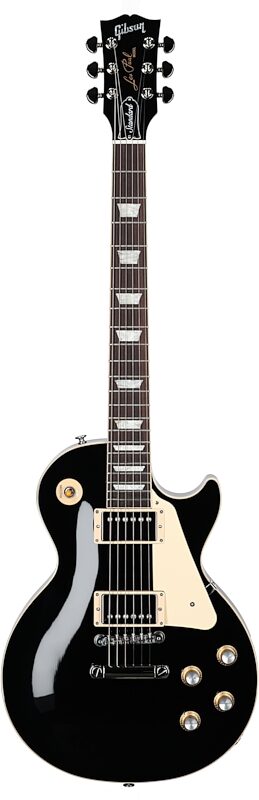 open zoom image for Gibson Les Paul Standard '60s Custom Color Electric Guitar, Plain Top (with Case), Ebony, Full Straight Front