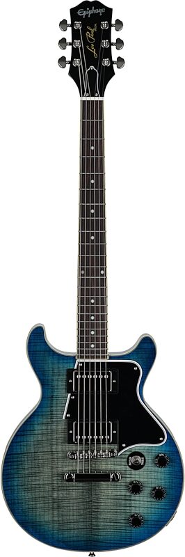 open zoom image for Epiphone Inspired by Gibson Les Paul Special Double Cut Figured Electric Guitar (with Gig Bag), Ocean Water, Full Straight Front
