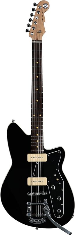 open zoom image for Reverend Jetstream 290 Electric Guitar with Bigsby Tremolo, Midnight Black, Full Straight Front