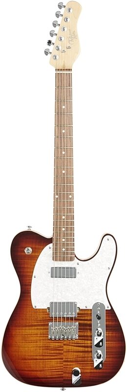 open zoom image for Michael Kelly Hybrid '55 Electric Guitar, Pau Ferro Fingerboard, Tiger Eye Burst, Open Box (Very Good), Full Straight Front