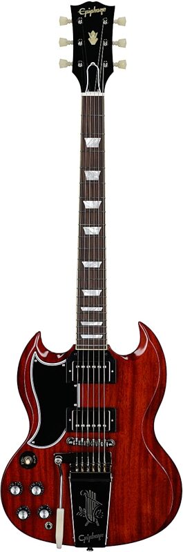 open zoom image for Epiphone Inspired by Gibson Custom 1964 SG Standard Maestro Electric Guitar, Left-Handed (with Case), Cherry, Full Straight Front