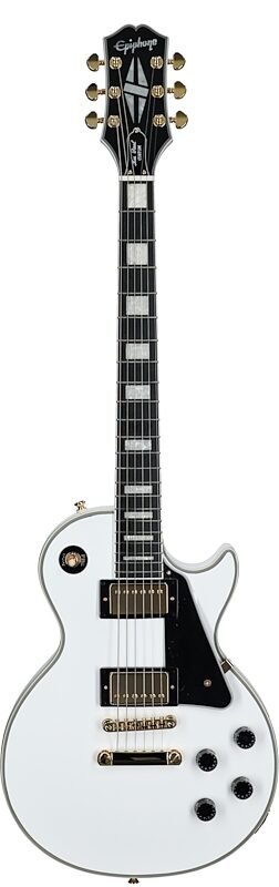 open zoom image for Epiphone Inspired by Gibson Les Paul Custom Electric Guitar, (with Gig Bag), Alpine White, Full Straight Front