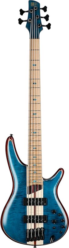 open zoom image for Ibanez SR1425 Premium Electric Bass, 5-String (with Gig Bag), Caribbean Green, Open Box (Good), Full Straight Front
