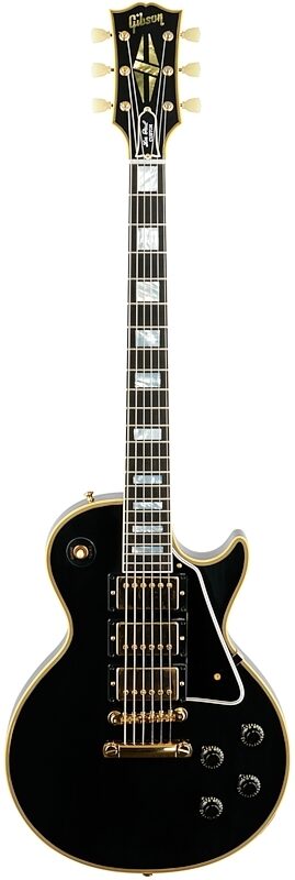 open zoom image for Gibson Custom '57 Les Paul Custom Black Beauty Electric Guitar (with Case), Ebony, Full Straight Front
