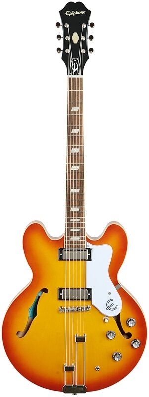 open zoom image for Epiphone Riviera Semi-Hollowbody Archtop Electric Guitar, Royal Tan, Full Straight Front