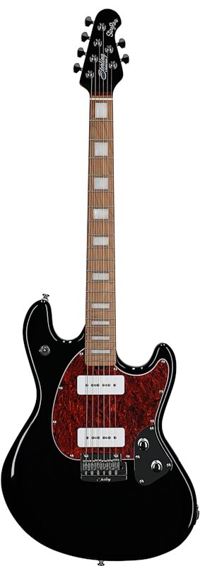 open zoom image for Sterling by Music Man SR50X StingRay Plus Electric Guitar, Black, Roasted Maple Fretboard, Full Straight Front