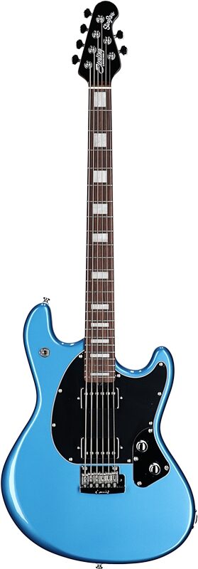 open zoom image for Sterling by Music Man StingRay Baritone Electric Guitar, Toluca Lake Blue, Full Straight Front