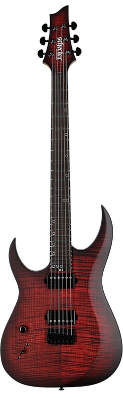 open zoom image for Schecter Sunset-6 Extreme Electric Guitar, Left-Handed, Scarlet Burst, Full Straight Front
