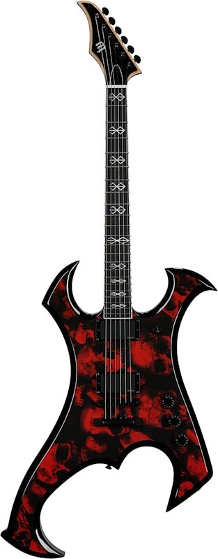 open zoom image for Wylde Audio Berzerker Raw Top Electric Guitar, Blood Skulls, Full Straight Front