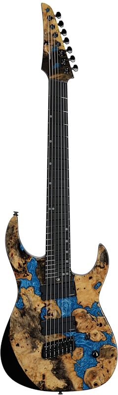 open zoom image for Legator Ninja X7F Multi-Scale Guitar, 7-String, Caribbean Blue, Full Straight Front
