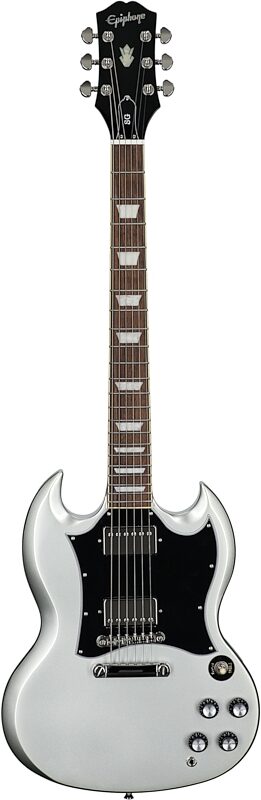 open zoom image for Epiphone Inspired by Gibson SG Standard Electric Guitar (with Gig Bag), Silver Mist, Laurel Fretboard, Full Straight Front