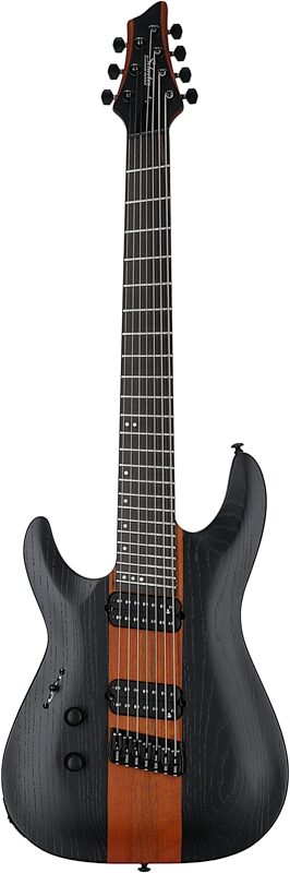 open zoom image for Schecter Rob Scallon C-7 Multi-Scale Electric Guitar, 7-String, Left-Handed, Satin Dark Roast, Full Straight Front