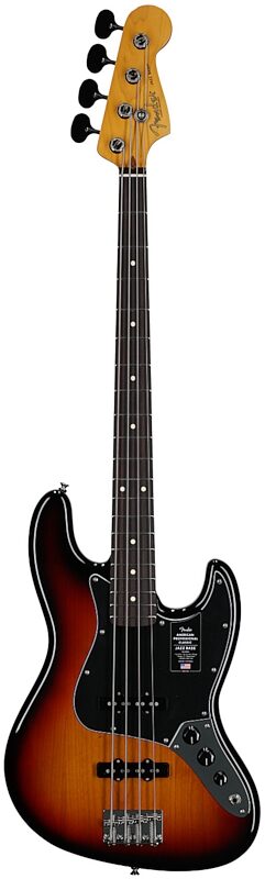 open zoom image for Fender American Professional Classic Jazz Electric Bass, Rosewood Fingerboard (with Gig Bag), 3-Color Sunburst, Full Straight Front