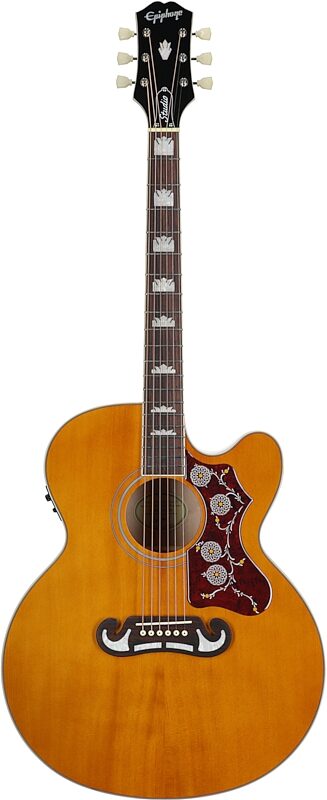 open zoom image for Epiphone Exclusive J-200 Studio EC Acoustic-Electric Guitar (with Gig Bag), Natural, Full Straight Front