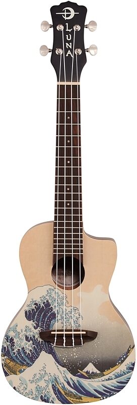 open zoom image for Luna UKEGWC Great Wave Concert Ukulele with Gig Bag, New, Full Straight Front