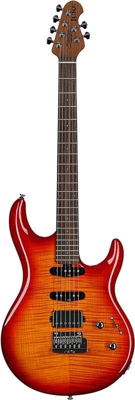 open zoom image for Sterling by Music Man LK100HSS Luke HSS Electric Guitar, Heritage Cherry Burst, Full Straight Front