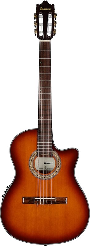 open zoom image for Ibanez GA35TCE Thinline Classical Acoustic-Electric Guitar, Violin Sunburst, Open Box (Very Good), Full Straight Front