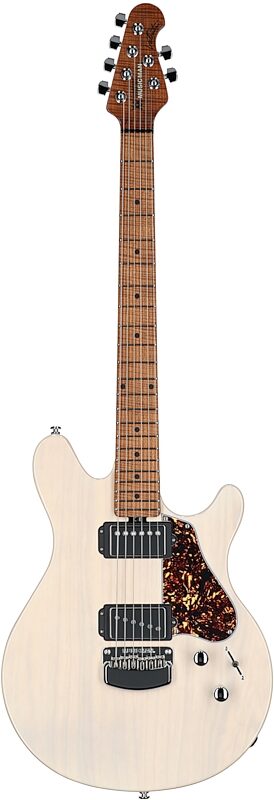 open zoom image for Ernie Ball Music Man Valentine Electric Guitar, Buttermilk, Roasted Figured Maple Fretboard, Full Straight Front
