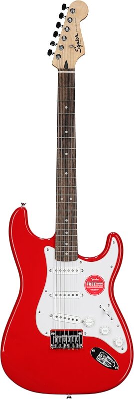 open zoom image for Squier Sonic Hard Tail Stratocaster Electric Guitar, Laurel Fingerboard, Torino Red, Full Straight Front