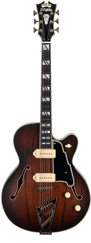 open zoom image for D'Angelico Deluxe 59 Hollowbody Electric Guitar, Satin Brown Burst, Full Straight Front