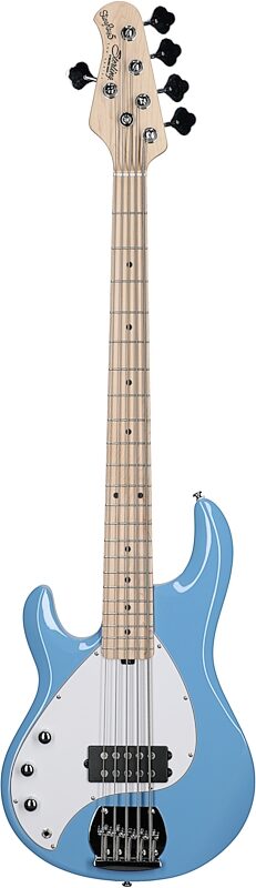 open zoom image for Sterling by Music Man Ray5LH Electric Bass, Left-Handed, Chopper Blue, Hard Maple Fretboard, Full Straight Front