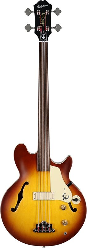 open zoom image for Epiphone Jack Casady Fretless Electric Bass (with Gig Bag), Royal Tan, Full Straight Front