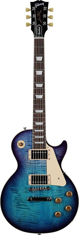 open zoom image for Gibson Les Paul Standard 50s Custom Color Electric Guitar, Figured Top (with Case), Blueberry Burst, Full Straight Front