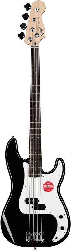 open zoom image for Squier Sonic Precision Bass Guitar, Laurel Fingerboard, Black, Full Straight Front