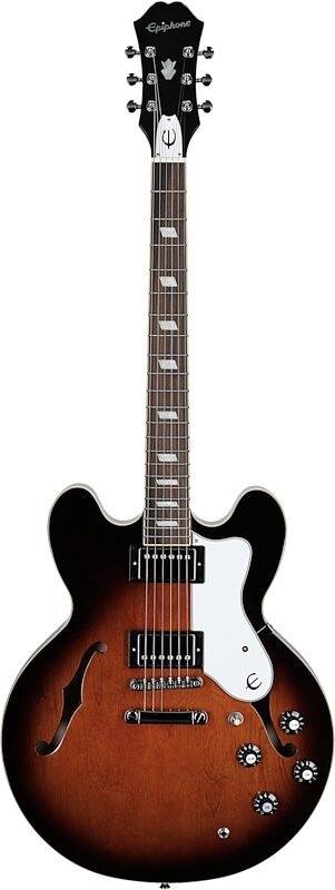 open zoom image for Epiphone Inspired by Gibson Bonehead Riviera Electric Guitar (with Case), Dark Tobacco Burst, Full Straight Front
