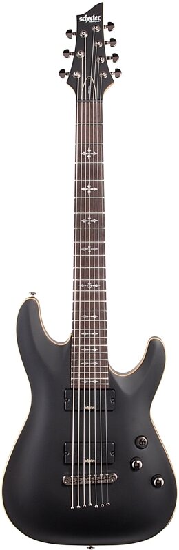 open zoom image for Schecter Demon 7 Electric Guitar, 7-String, Aged Black Satin, Full Straight Front