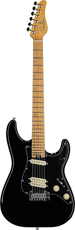 open zoom image for Schecter MV-6 Electric Guitar, with Maple Fingerboard, Gloss Black, Open Box (Very Good), Full Straight Front