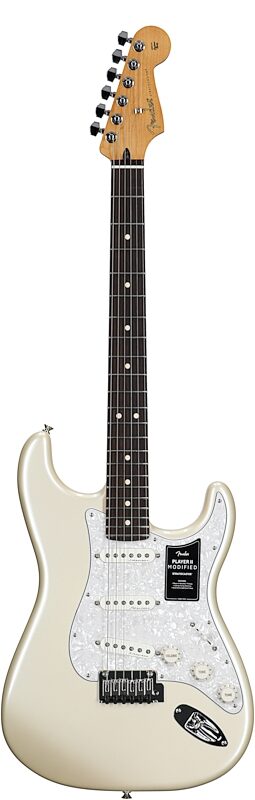 open zoom image for Fender Player II Modified Stratocaster Electric Guitar, Rosewood Fingerboard (with Gig Bag), Olympic White, Full Straight Front